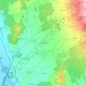Untereberndorf topographic map, elevation, terrain