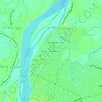 Kampung Redang topographic map, elevation, terrain
