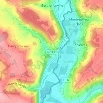 Aveny topographic map, elevation, terrain