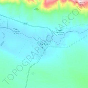 Stanford topographic map, elevation, terrain