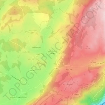 Le Bas de la Motte topographic map, elevation, terrain