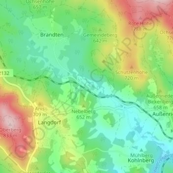 Nebelberg topographic map, elevation, terrain