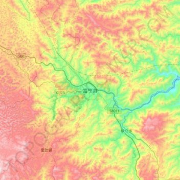 Funing topographic map, elevation, terrain