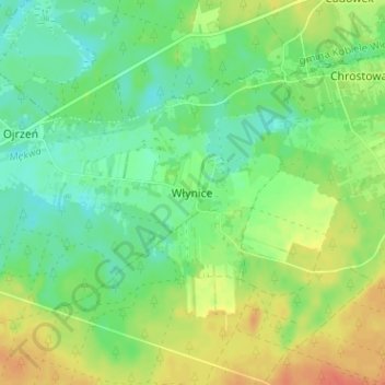 Włynice topographic map, elevation, terrain