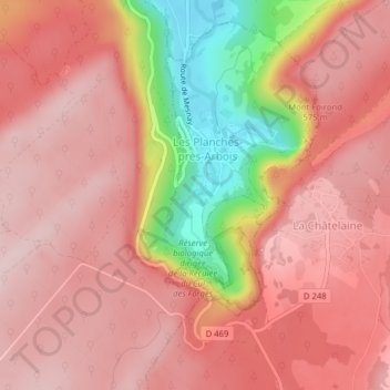 Cascade Damandre topographic map, elevation, terrain