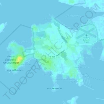 Getterön topographic map, elevation, terrain