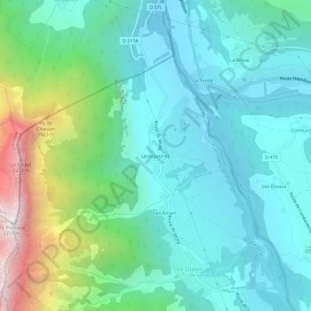 Lesdiguières topographic map, elevation, terrain