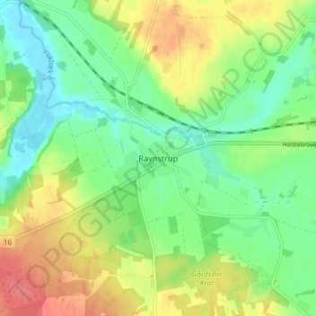 Ravnstrup topographic map, elevation, terrain