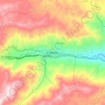 Cisneros topographic map, elevation, terrain