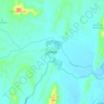 Ortega topographic map, elevation, terrain