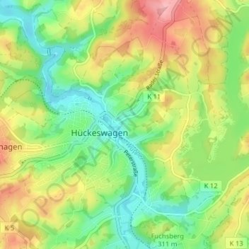 Aue topographic map, elevation, terrain