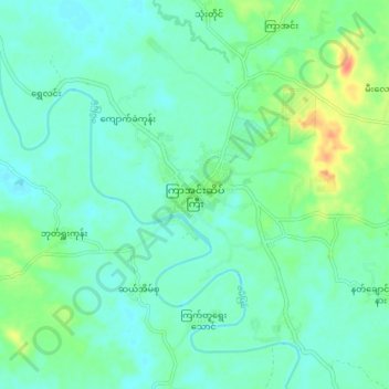 Kyainseikgyi topographic map, elevation, terrain