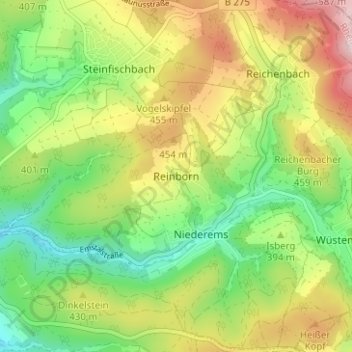 Reinborn topographic map, elevation, terrain
