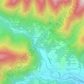 Chialme topographic map, elevation, terrain