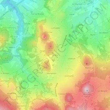 Le Betz topographic map, elevation, terrain