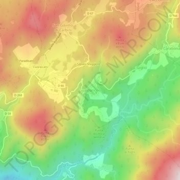Gualdariccio topographic map, elevation, terrain