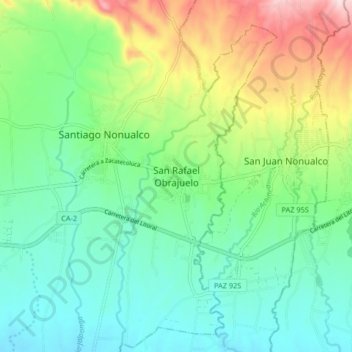 San Rafael Obrajuelo topographic map, elevation, terrain