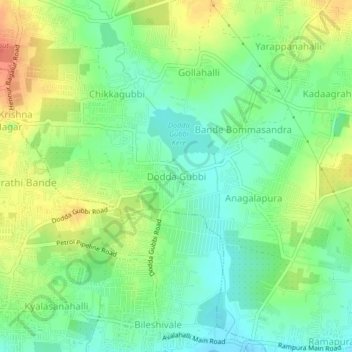 Dodda Gubbi topographic map, elevation, terrain