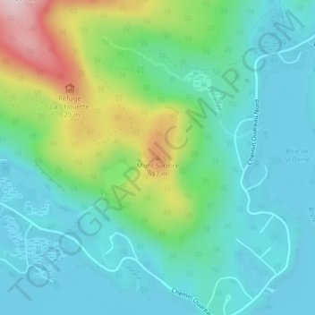 Mont Sourire topographic map, elevation, terrain
