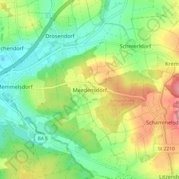 Meedensdorf topographic map, elevation, terrain