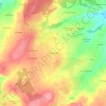 Le Pesle Châtel topographic map, elevation, terrain