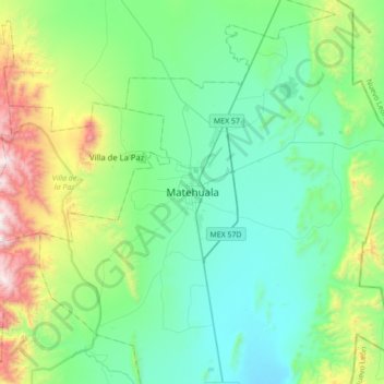 Matehuala topographic map, elevation, terrain