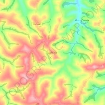 Carvoeiro topographic map, elevation, terrain