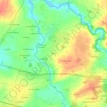 Le Pas topographic map, elevation, terrain