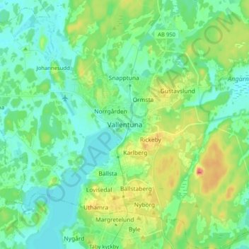 Vallentuna topographic map, elevation, terrain