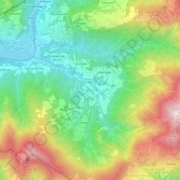 Poscante topographic map, elevation, terrain