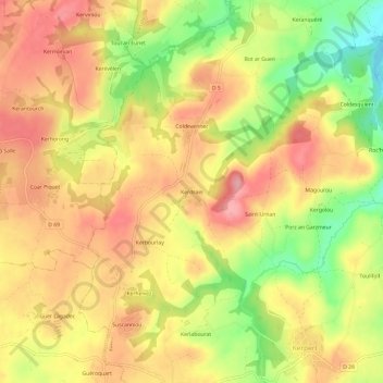 Kerdrain topographic map, elevation, terrain