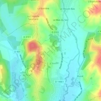 Madrias topographic map, elevation, terrain