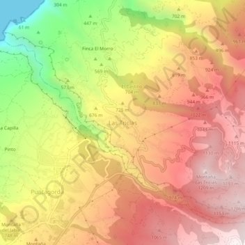Las Tricias topographic map, elevation, terrain