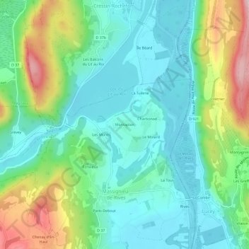 Montaplan topographic map, elevation, terrain