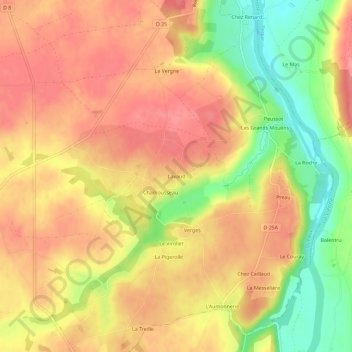 Lavaud topographic map, elevation, terrain