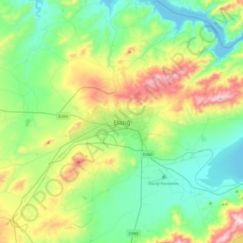 Elazığ topographic map, elevation, terrain