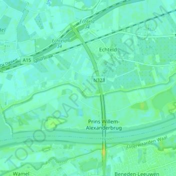 Ooij topographic map, elevation, terrain