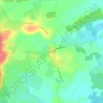 Beaurenard topographic map, elevation, terrain
