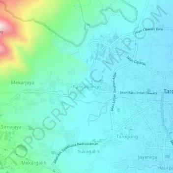 Rancabango topographic map, elevation, terrain
