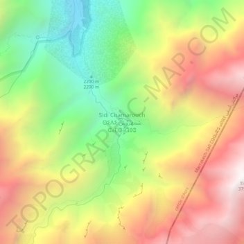 Sidi Chamarouch topographic map, elevation, terrain