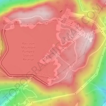 Raccoon Mountain topographic map, elevation, terrain
