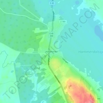 Hammerdal topographic map, elevation, terrain