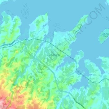 Ōmokoroa topographic map, elevation, terrain
