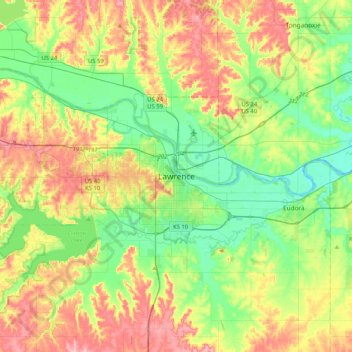 Lawrence topographic map, elevation, terrain
