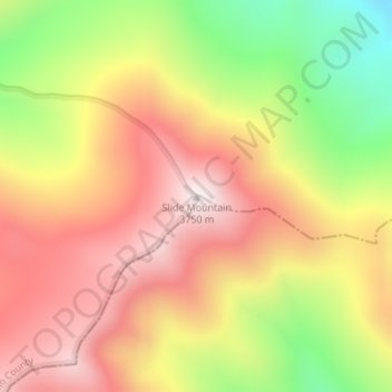 Slide Mountain topographic map, elevation, terrain