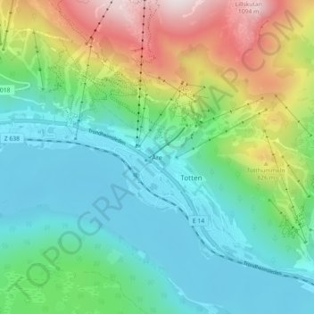 Åre topographic map, elevation, terrain