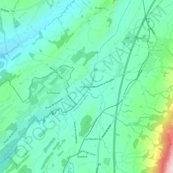 La Rougève topographic map, elevation, terrain