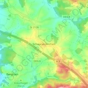 Schwanenkirchen topographic map, elevation, terrain