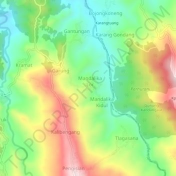 Mandalika topographic map, elevation, terrain