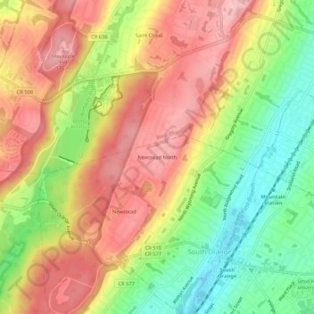 Newstead North topographic map, elevation, terrain
